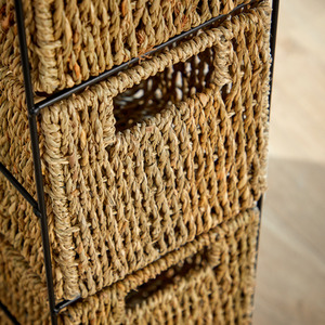 Ankara Wicker 4 Drawer Tower Storage Unit - Natural & Black by Home Source