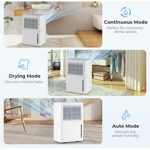 12L Per Day Dehumidifier with Drain Hose - White by Costway