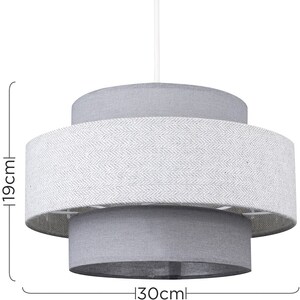Weaver 3 Tier Pair of Grey Ceiling Pendant Shade - Grey by ValueLights