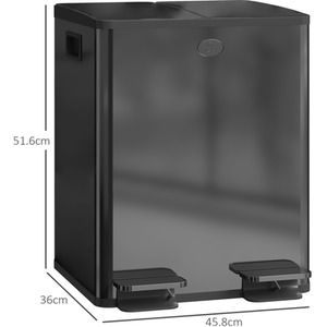 HOMCOM 20L Dual Kitchen Bin with Removable Inner Buckets by HOMCOM