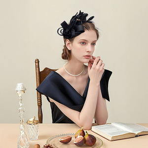 Bows Feathers Headband Hair Accessory - Black by komore