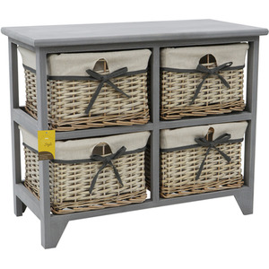 JVL Sherborn 4 Drawer Willow Storage Unit - Willow by JVL
