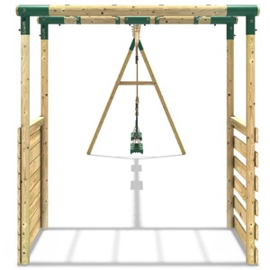 Wooden Swing Set with Trapeze, Climbing Wall and Monkey Bars - Comet by Rebo