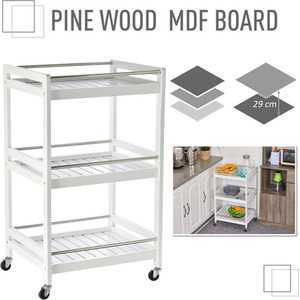 HOMCOM 3 Tier Home Trolley Kitchen Storage Cart - White by HOMCOM