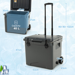 Portable Hard Rotomolded Cooler - Grey by Costway
