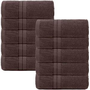 Pack of Cotton Hand Towels - Chocolate / 10 by Brentfords