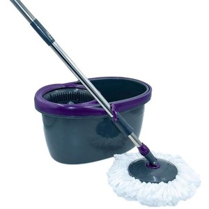 Calitek 360 Degree Rotating Spin Mop and Bucket Set with 2 Heads - Grey by Calitek