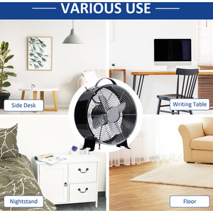 HOMCOM 26cm 2 Speed Electric Fan with Safe Guard - Black by HOMCOM