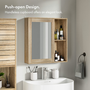 Wall Mounted Bathroom Cabinet with Mirror - Brown by VonHaus