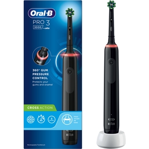 Oral-B Pro 3 3000 CrossAction Black Electric Rechargeable Toothbrush - Black by Oral-B