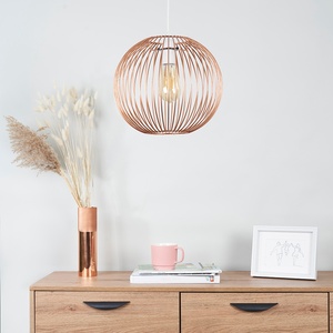 Metal Basket Style Globe Ceiling Pendant Light Shade In Copper Effect Finish - Copper by ValueLights