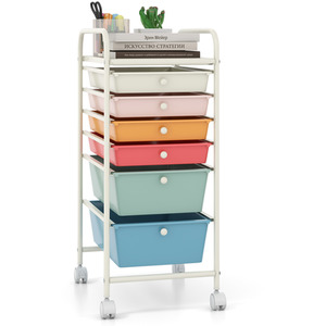 6 Drawers Rolling Storage Cart - White by Costway