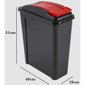 Red 25L Slimline Kitchen Bin Wham Recycling Rubbish Waste Dustbin Flip Top Lid - Graphite & Red by Wham