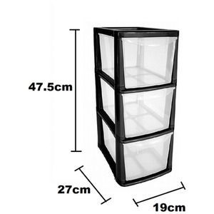 Black 3 Draw Medium Tower Storage Unit - Black by Thumbs Up