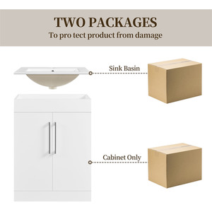 Yaheetech Bathroom Cabinet with Ceramic Sink - White by Yaheetech