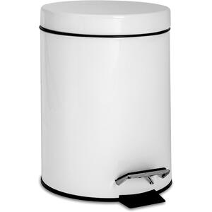 Round Stainless Steel Bathroom Pedal Bin - White by Harbour Housewares