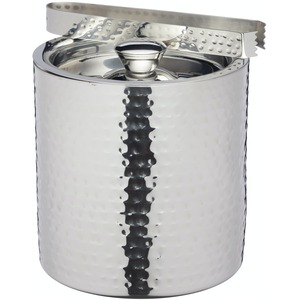 BarCraft Small Hammered Ice Bucket with Lid - Silver by BarCraft