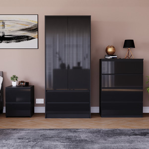 Vida Designs Glinton 3 Piece FSC Certified Bedroom Set - Black by Vida Designs