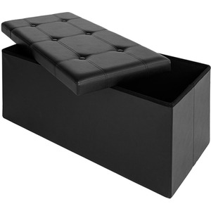 Foldable Home or Office Storage Bench - Black