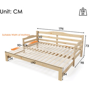 3ft Daybed Frame for Living Room - Natural by Abrihome