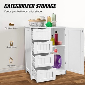 Bathroom Floor Cabinet With 4 Drawers - Whtie by Wyld and Coco