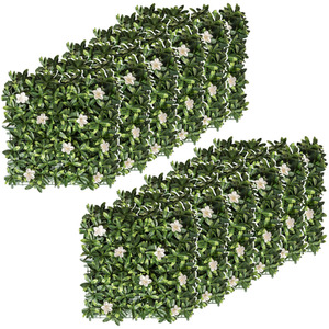 Outsunny 50cm x 50cm 12PCS Artificial Boxwood Wall Panels - Green, White by Outsunny