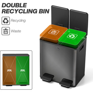 HOMCOM 20L Dual Kitchen Bin with Removable Inner Buckets by HOMCOM