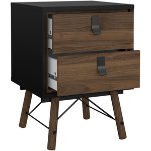 Ry 3 Piece Bedroom Set - Matt Black and Walnut