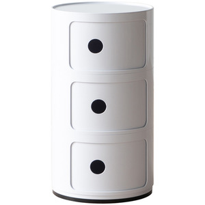 HomeScape Storage Unit Cylindrical Multi-Tiered Plastic Drawer - 3-Tier White / 48cm by Kindred Trading LTD