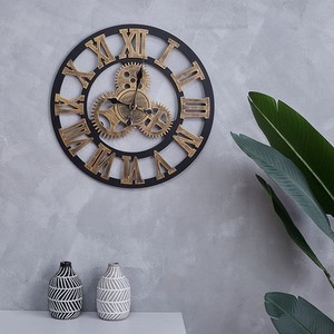 Industrial Large Luxury Silent Wall Clock for Home Decor - Gold by Livingandhome