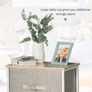 HOMCOM 3 Tier Drawer Cabinet Organizer with Metal Frame - Grey by HOMCOM