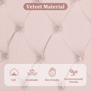 Upholstered Bed with Height-adjustable Headboard - Pink / 90cm by Abrihome