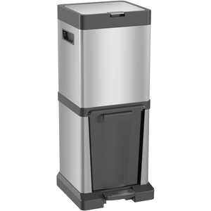 HOMCOM 20 and 14L Double Kitchen Bin with Soft-Close Lid - Silver by HOMCOM