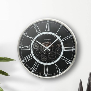 Round Gear Wall Clock for Livingroom - Black by Vanity Living