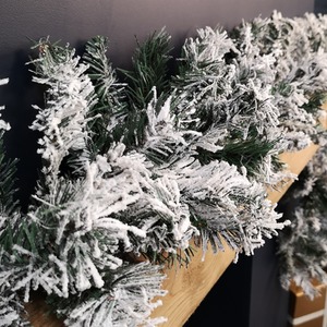 Green Snow Flocked Christmas Garland with 190 Tips - Green by Samuel Alexander