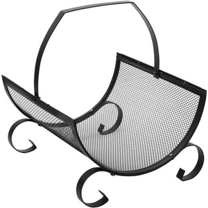 JVL Broughton Log Holder Black - Black by JVL