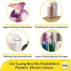 Compact Plastic Swing Top Waste Bin 5-15L - Purple / 15l by Home Centre