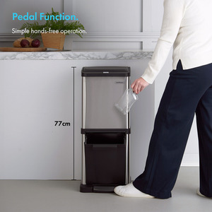 34L Vertical Kitchen Bin with 2 Compartments - Silver by VonHaus