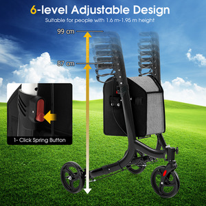 Foldable Mobility Aid Walker-Black - Black by Costway