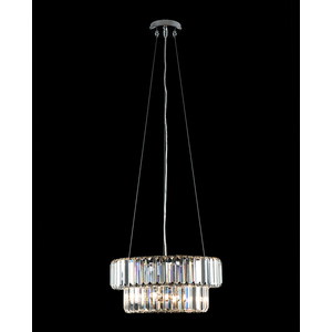 Elegant 5 Way Tiered Chrome And Clear Crystal Ceiling Light Pendant Fitting - Silver by ValueLights