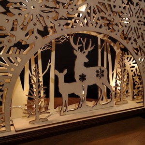 Light up Wooden Christmas Deer with Snowflake Bridge - Brown by Samuel Alexander