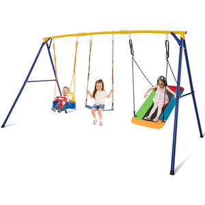 Outdoor Playground Swing Playset - Yellow by Costway