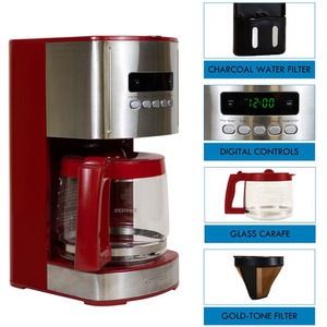 Kenmore 1.8L Digital Drip Coffee Machine - Red by Koolatron