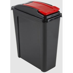 Red 25L Slimline Kitchen Bin Wham Recycling Rubbish Waste Dustbin Flip Top Lid - Graphite & Red by Wham