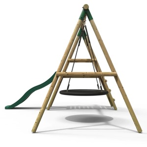 Wooden Swing Set with Slide by Rebo
