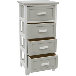 JVL Abingdon 4 Drawer Willow Storage Unit - Grey by JVL