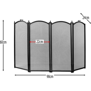 Stanton 4 Panel Fire Guard - Black by Vida Designs