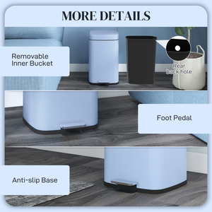 HOMCOM Kitchen Pedal Bin Fingerprint Proof by HOMCOM