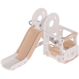 Kids Toddler Slide Climber Playset with Basketball Hoop - white by Livingandhome