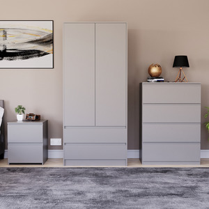 Denver Bedroom Set (2 Drawer Bedside, 4 Drawer Chest, 2 Door 2 Drawer Wardrobe) by Vida Designs